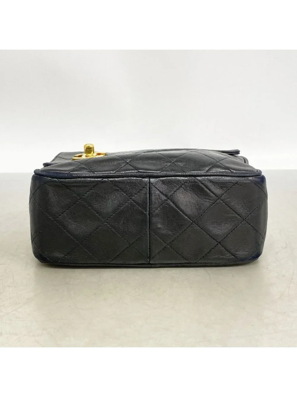 Chanel Shoulder Bag Quilted Lambskin Black Gold